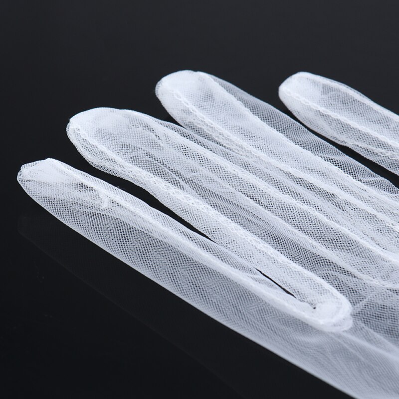 1Set Short Lace Gauze Transparent Women Gloves UV-Proof Summer Women Fishnet Mitten Short Bride Wedding Gloves Beige