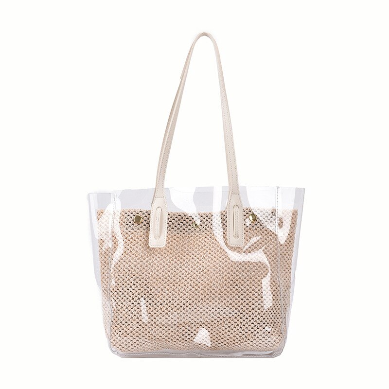 Grote Zak Zomer Tote Handtas Voor Vrouwen Grote Capaciteit Transparante Pvc Schoudertas Luxe Mode Strand Bag