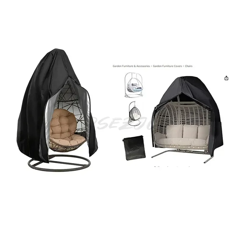 Black 210D Garden Outdoor Swing Hanging Chair Bird's Nest Vine Chair Bird Cage Dust and Waterproof Anti UV Sun Protective Cover