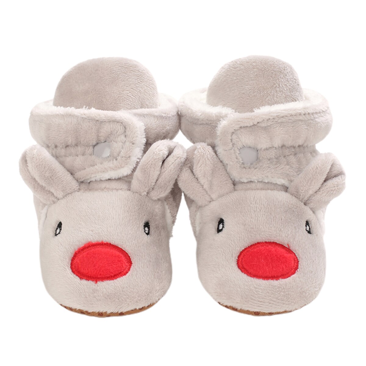 Schattige baby cartoon dieren laarsjes zachte zool pluche pantoffels peuter eerste loopjes met antislip houden warm comfortabele onderkant: Grijs / 13-18 maanden