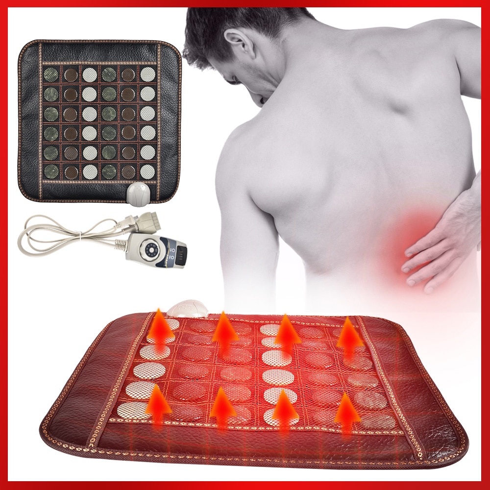 Jade Heating Mat Natural Tourmaline Seat Pads Infrared Therapy Pain Relief Back Waist Relieve Muscle Body Fatigue Massage Tool