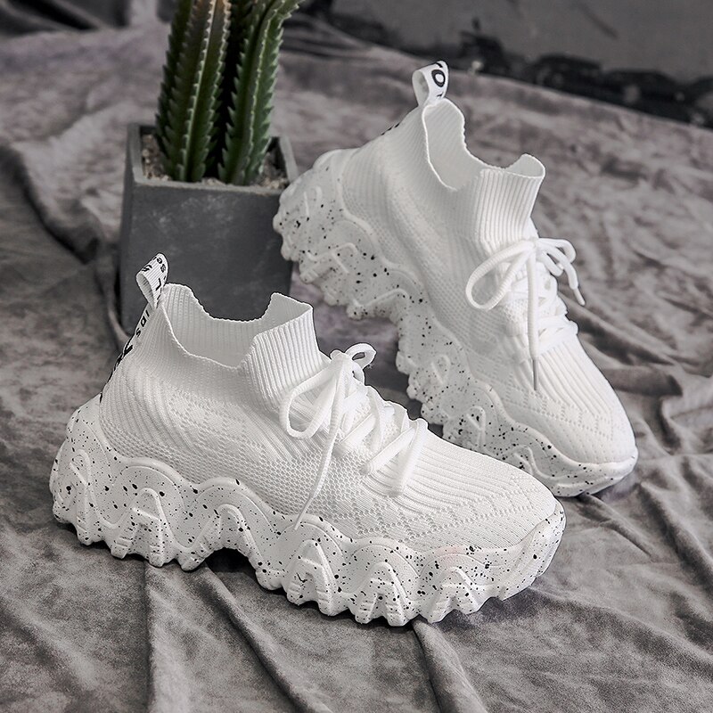 Newdiscvry åndbare kvinders platform sneakers kvinder chunky sko dame sneakers afslappet kvindefodtøj