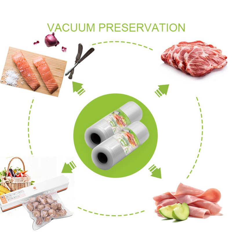 Vacuum Bags for Food Vacuum Sealer Food Fresh Long Keeping 12+15+20+25+28cm*500cm Rolls/Lot Bags for Vacuum Packer