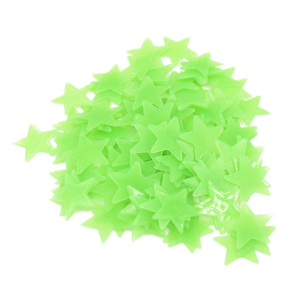 100PCS Luminous Star Wall Stickers Glow Kindergarten/Bedroom/Living/Room The Dark Star Ceiling Wall Decals: Green
