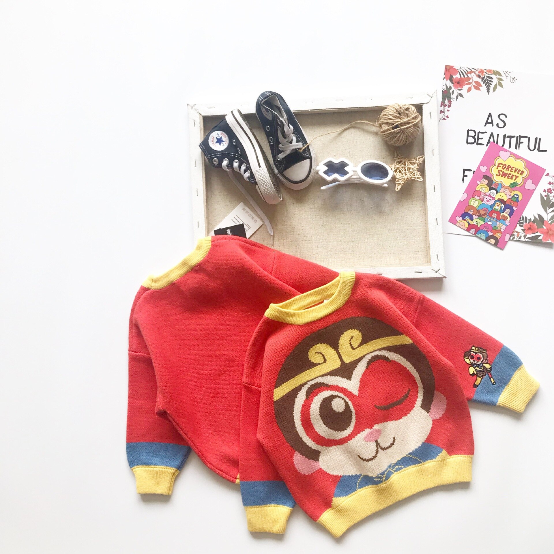 Pull en tricot petit singe pour enfants