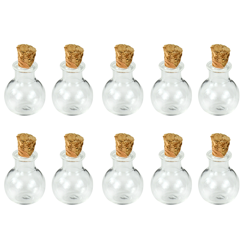 Bouteilles en verre de Potion Miniature, 10 pièces, Mini bouchon en liège, bouteille de souhait à dérive pour mariage, décoration de la maison, Mini conteneur: Default Title