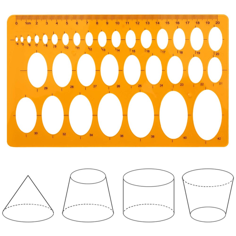 Xrhyy 4 st orange och grön mall plastlinjaler cirkel oval cirkel radie ritningsmallar för kontor och skolmaterial