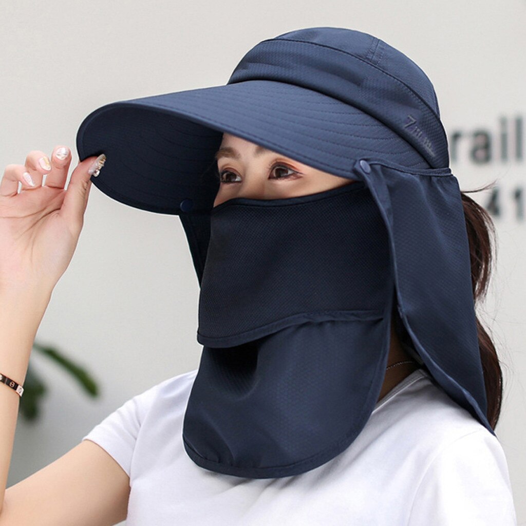 Damen Sonne Schutz Summe Hütte Maske Anti-Uv Doppel Schicht Radfahren Kappe Sonnenhut