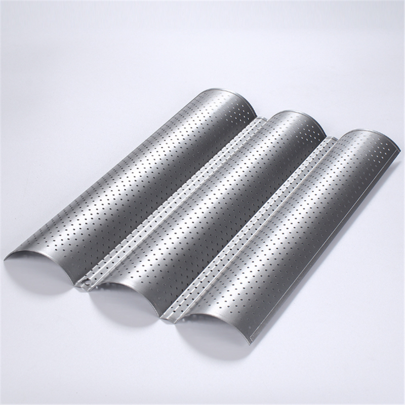 Amoliy French Stick Mould Carbon Steel 2/3/4 Groove Long Baguette Bread Baking Tray Mold Baguette Bake Mold Pan Bakery Tools: 3 Groove Silver