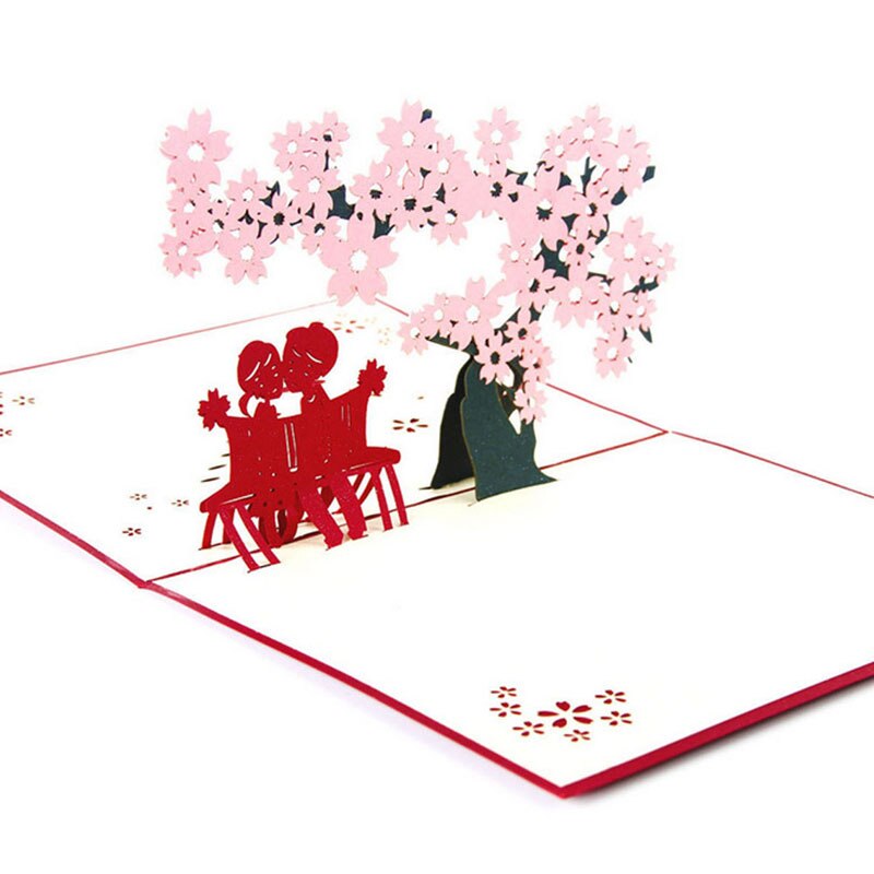 Carte de vœux Pop Up en 3D fait à la main | Carte d'anniversaire st valentin, Invitation de mariage divers: Cherry Love