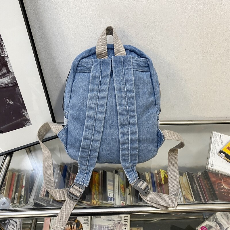 Bolsos pequeños de tela vaquera para mujer, mochila de viaje para chicas adolescentes, Vintage, Color sólido, a la , 2022