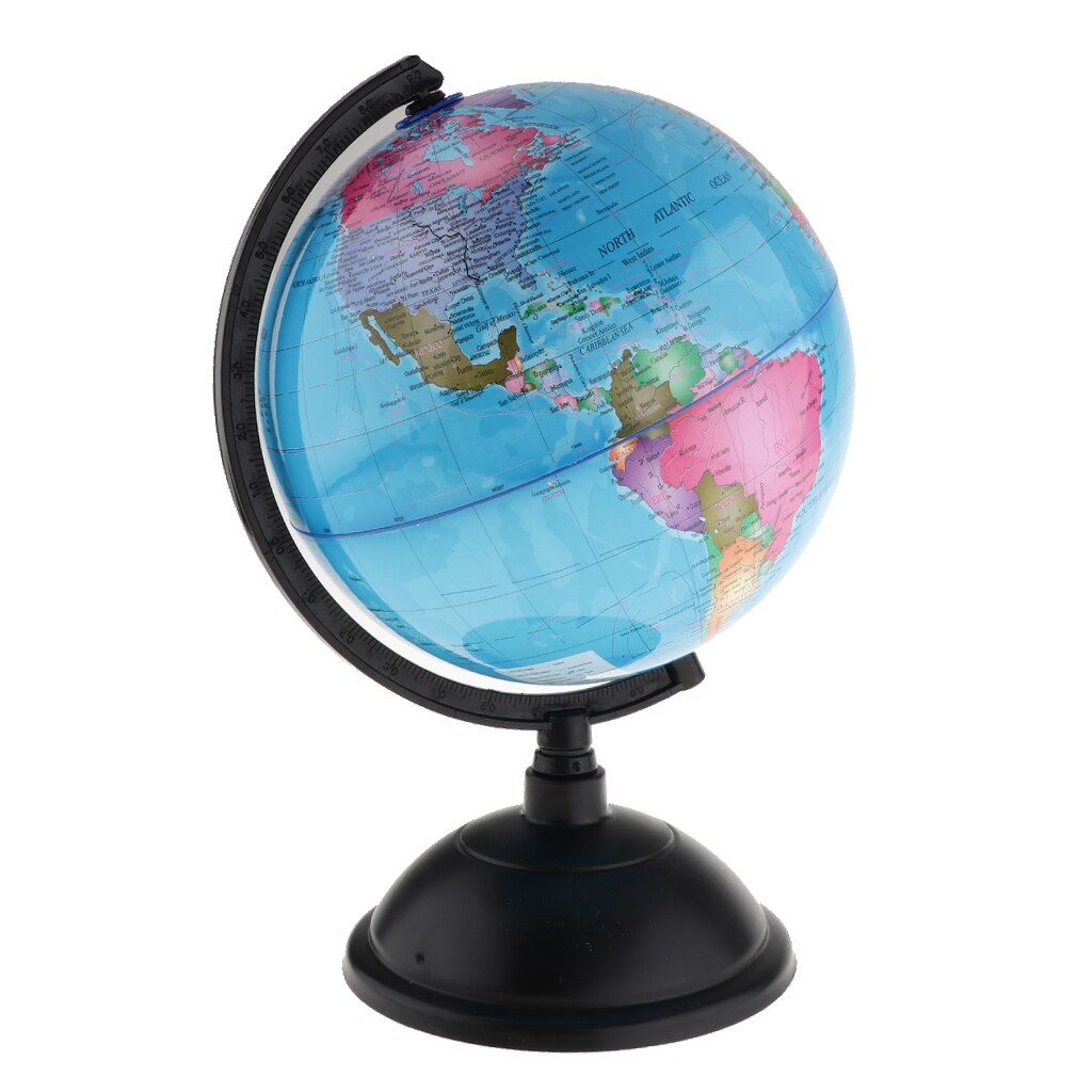 25cm/20cm Swivel Stand World Map Globe for Desktop Decoration Geography Education: Blue 2