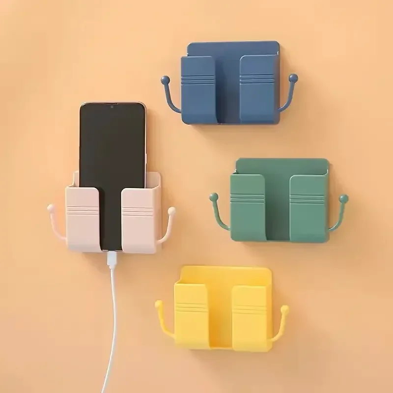 1 Stück selbstklebender Handyhalter zur Wandmontage mit Haken, Aufbewahrungsbox für praktisch-Fernbedienung, Aufbewahrungsbox für Schlafzimmer, Küche, Ba