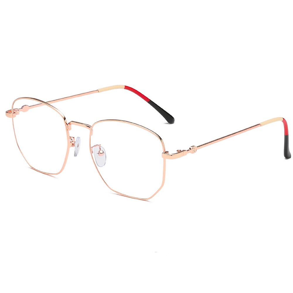 Unisex blauwlichtblokkerende computerbril voor dames, vierkant, anti-vermoeidheidsbril voor heren, bescherming tegen bijziendheid, optische gamingbril: Roségoud