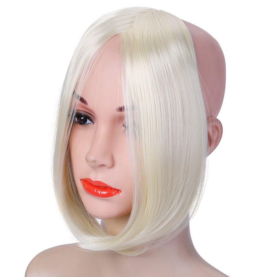 Lupu negro marrón medio flequillo mujer clip de pelo accesorios para el cabello pelo recto Roma Peluca de fibra sintética natural