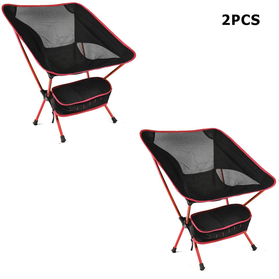 Portable Camping Beach Chair Lightweight Folding Fishing Outdoor camping Chair Ultra Light Orange Red Dark Blue Beach Chairs: 2pcs red