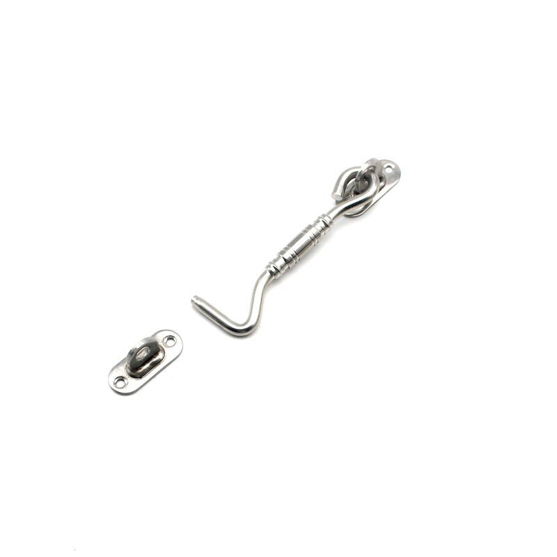 4/6/8 Inch Stainless Steel Hook Lock Sliding Door Universal Buckle Lock Cabin Barn Hook Door Latch Lock Hook Window Catch Hook: 4inch silver