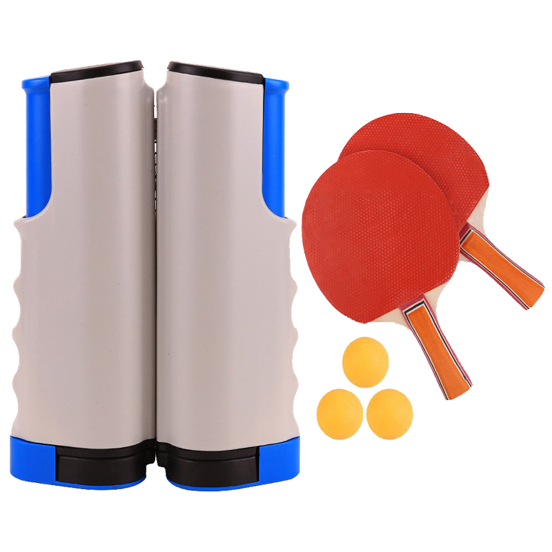 Rede portátil de tênis de mesa, rede de ping-pong retrátil para substituição, conjunto de raquete de tênis de mesa: Gray suit