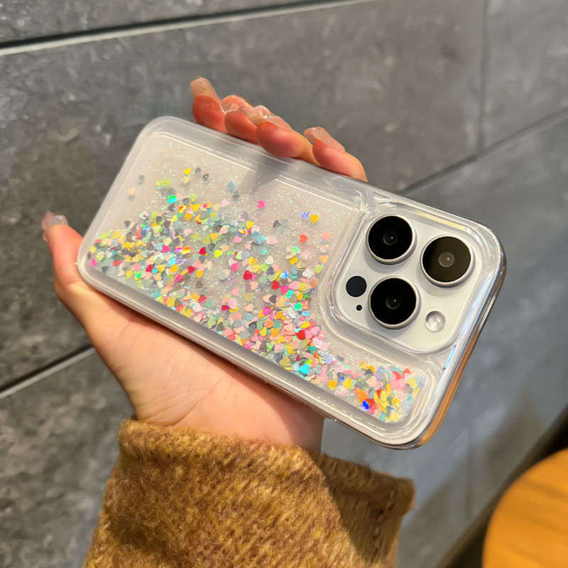 Glitter stjerne kjærlighet kvikksand deksel til iphone 16 15 14 pro max luksuriøst telefondeksel mykt klart destellos move arena fundaskjell jente
