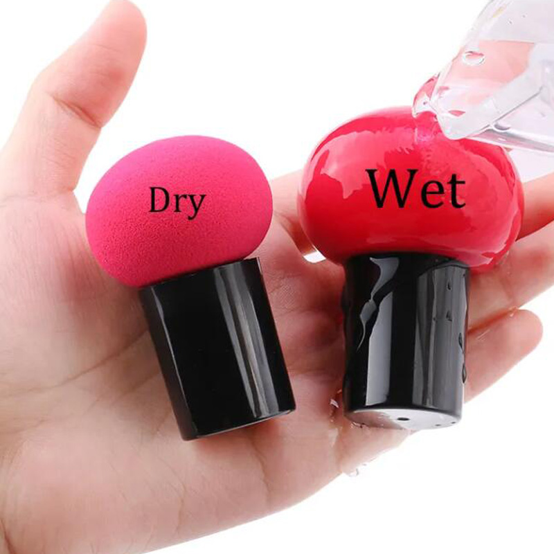 Brocha cosmética para polvos, cabeza redonda, mango en forma de seta, base de maquillaje, esponja, corrector, herramienta de belleza suave, seca y húmeda