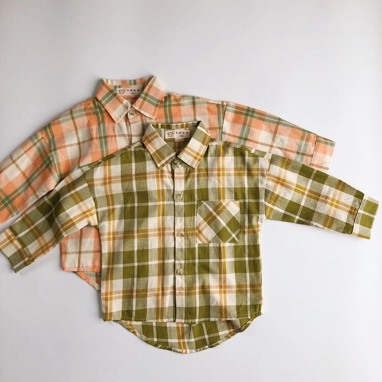 Frühling Childrenswear freundlicher Baumwolle Langarm Raster Hemd lässig Shirt langarm Shirt