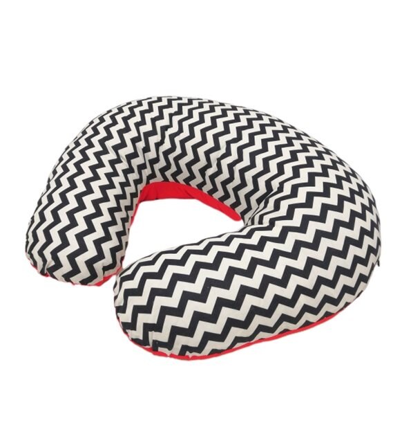 Borstvoeding Kussen Voor Baby &#39;S Met Zigzag Patroon Met 100% Katoen Voor Borstvoeding En Zitten: black-red