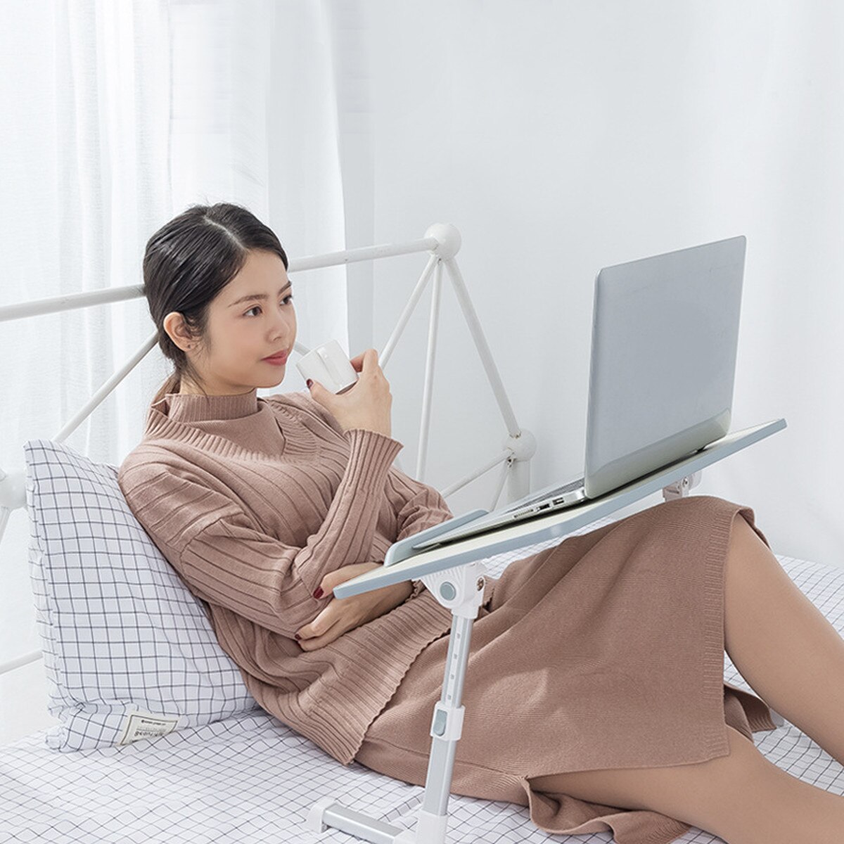 Multifunction Simple Folding Adjustable Laptop Desk With Cooling Fan Lifting Small Table Dormitory Computer Table BedDesk