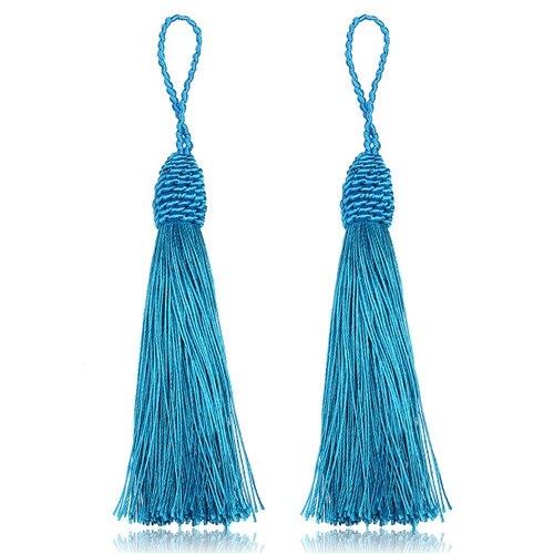 10 st/lot 13 färger 15cm långa siden tofs fransar hängen kinesiska knut tofsar för gör-det-själv smycken halsband tillverkningsmaterial  f4000: Blå tofsar