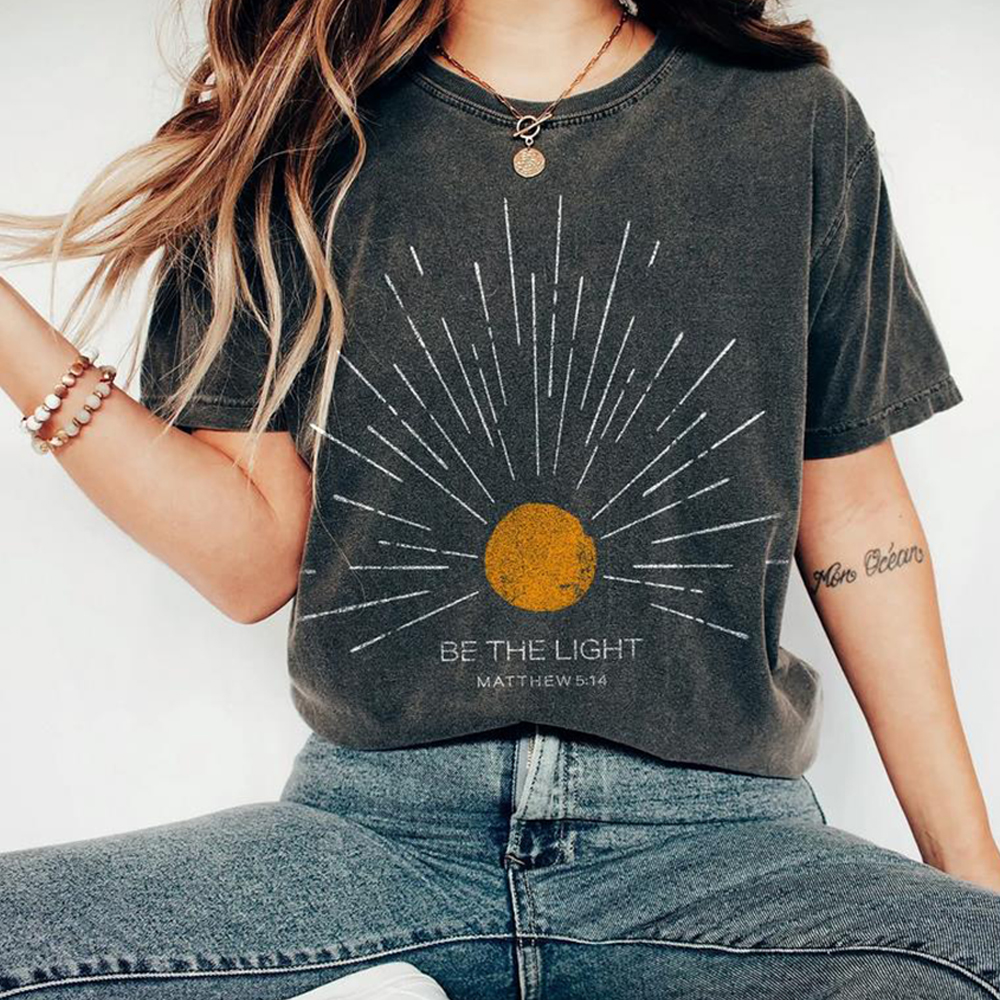 Sein das hell Mathew 5 14 Sonnendurchbruch T-Shirt Jahrgang Bibelvers Shirt christliches T-Shirt Sonne Tee Boho oben inspirierendes