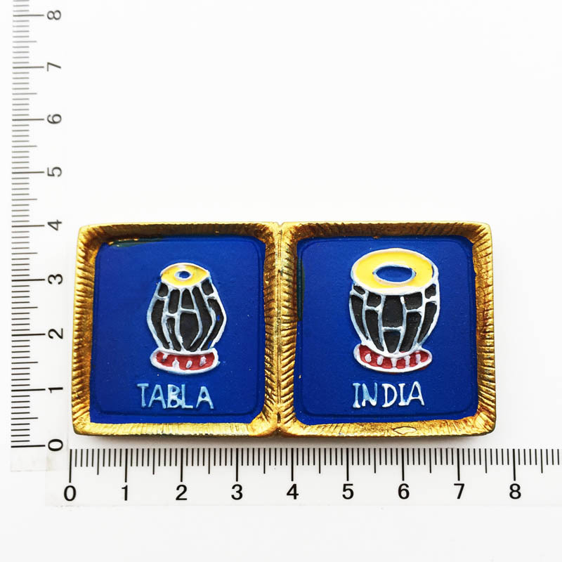 India Travel Souvenir Fridge Magnets Resin Delhi Stupa Taj Mahal Saree Magnetic Refrigerator Stickers Souvenir Crafts: Drum instrument