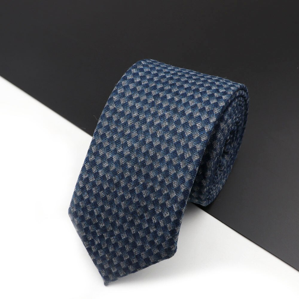 Cravate à carreaux en laine et coton pour homme, vêtement de loisirs, couleur foncée, couleur unie, idéal pour les affaires