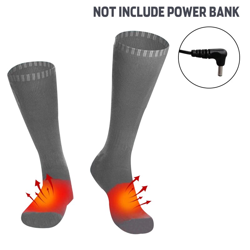 Calcetines térmicos ajustables para hombre y mujer, calcetín calefactor eléctrico, suave, para invierno, esquí, deporte de ciclismo, 35-60 grados, 1 par: Without Power Bank