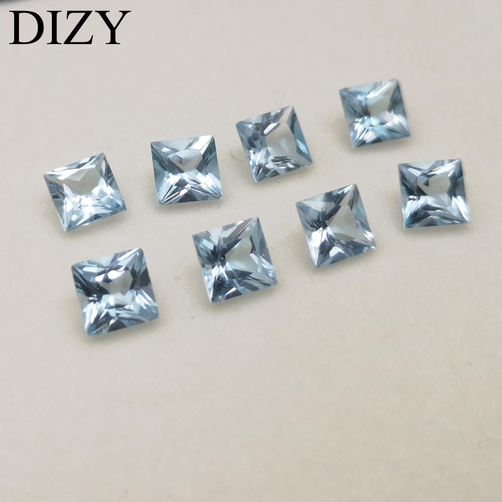 DIZY niebo niebieski topaz kwadratowa księżniczka fasetowane cięcia 6x6mm, 5 sztuk około 6.5Cts naturalny luźny kamień szlachetny dla srebro i złoto diy biżuteria