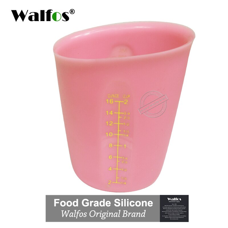 WALFOS-tazas medidoras de silicona flexibles, Alimentaria, 500ml, cuchara de medir, utensilios para hornear, utensilios de repostería para Cocina: 500 ml pink