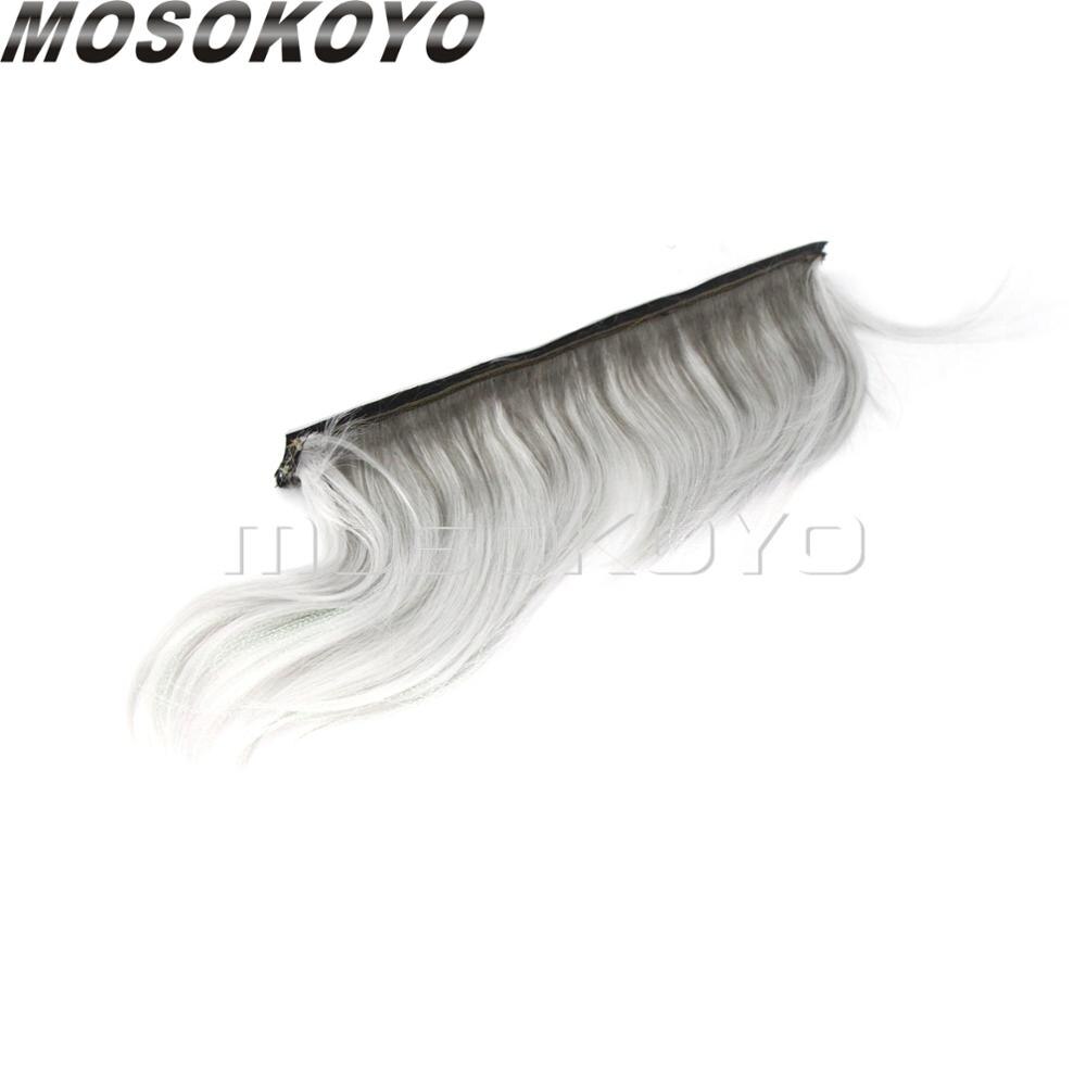 Motorcycle Punk Biker Helmet Mohawk Attached Long Hair Feather Casco Mohawks Sticker Outdoor: grey white