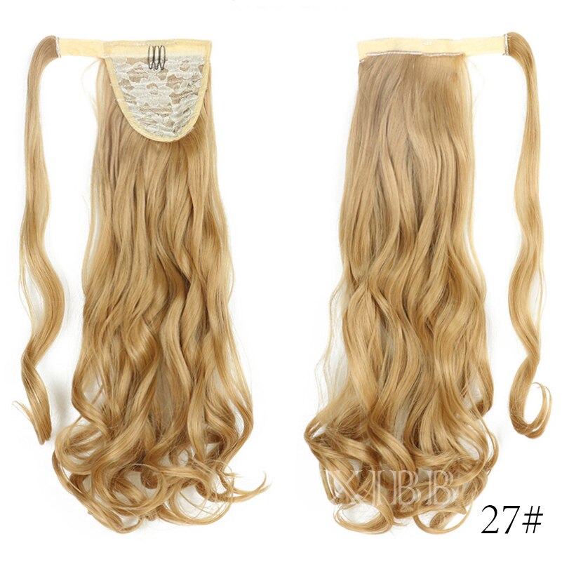 XJBB Seamless Wrap Around Synthetic Ponytail Extension for Women Long Ponytail Synthetic Hairpiece Wrap on Clip Hair Extensions: 27H