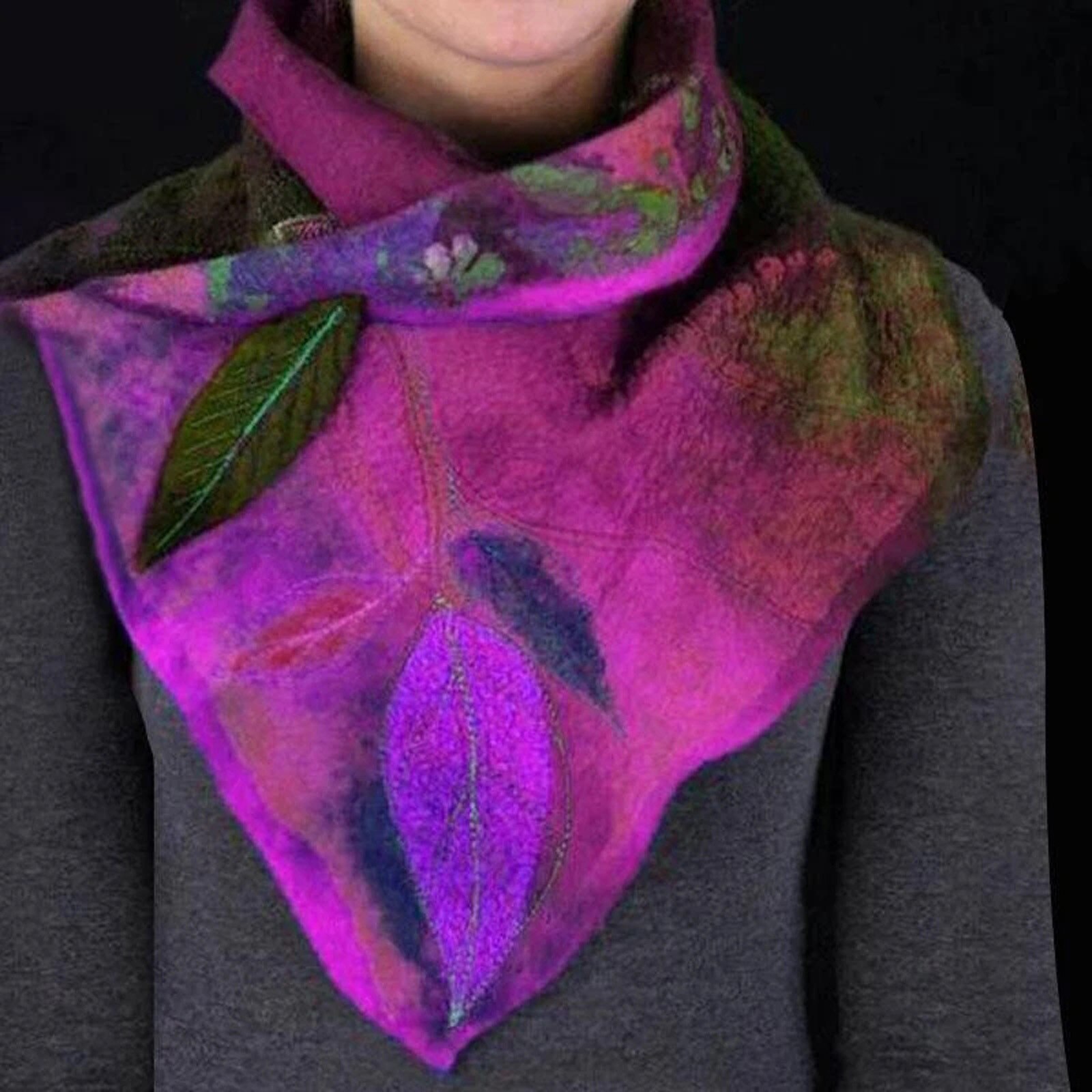 D Brand Stijlvolle En Vrouwen Casual Printing Sjaal Retro Multi-Purpose Sjaal Button Sjaal: HT