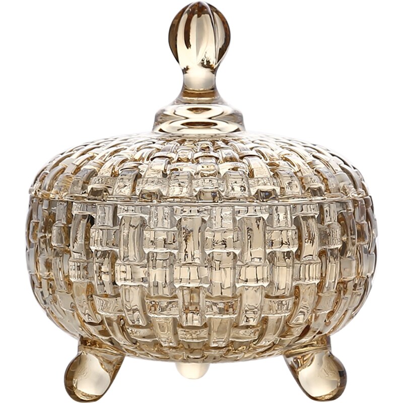 Europa scatola di caramelle di vetro di frutta secca vassoio di spuntino scatola di modo con coperchio scatola di immagazzinaggio di cristallo decorazione