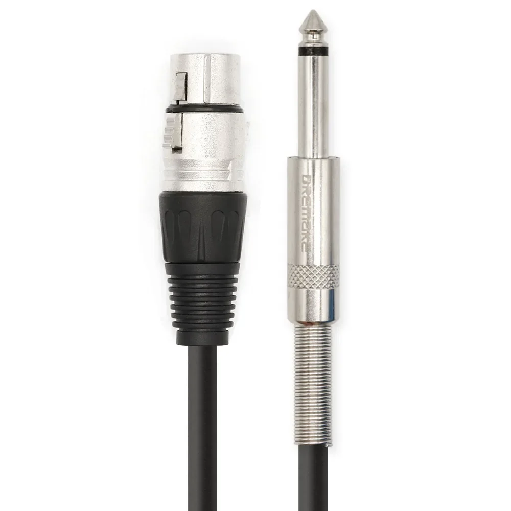 Cable de micrófono , Conector Mono macho de 6,35mm (1/4 ") a 3 pines XLR, Cable de conexión hembra para amplificador de graves de altavoz: Negro / 10 m