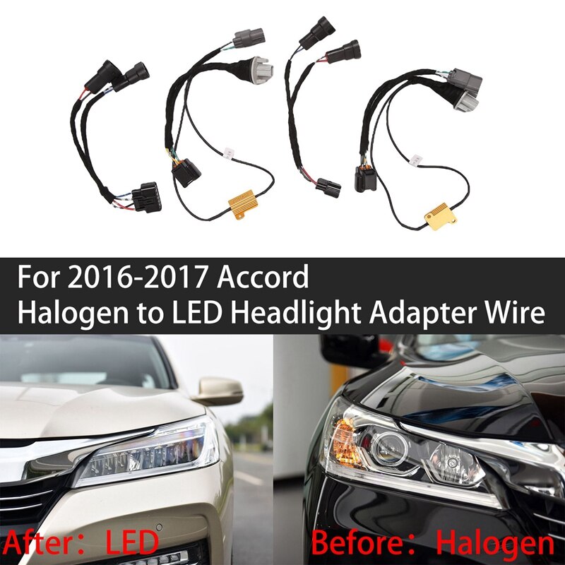 1 Paar Voor Honda Accord Vanaf Halogeen Om Led Koplamp Adapter Kabelboom Lamp Upgrade Gemodificeerde Bedrading