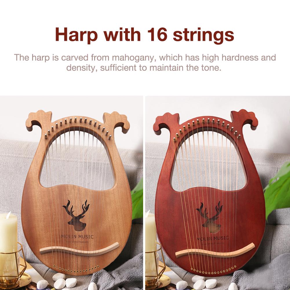16- note lyre harpe sæt hård mahogni hård bærbar med tuning skruenøgle sort opbevaringspose harpe sæt til professionelle perfekte
