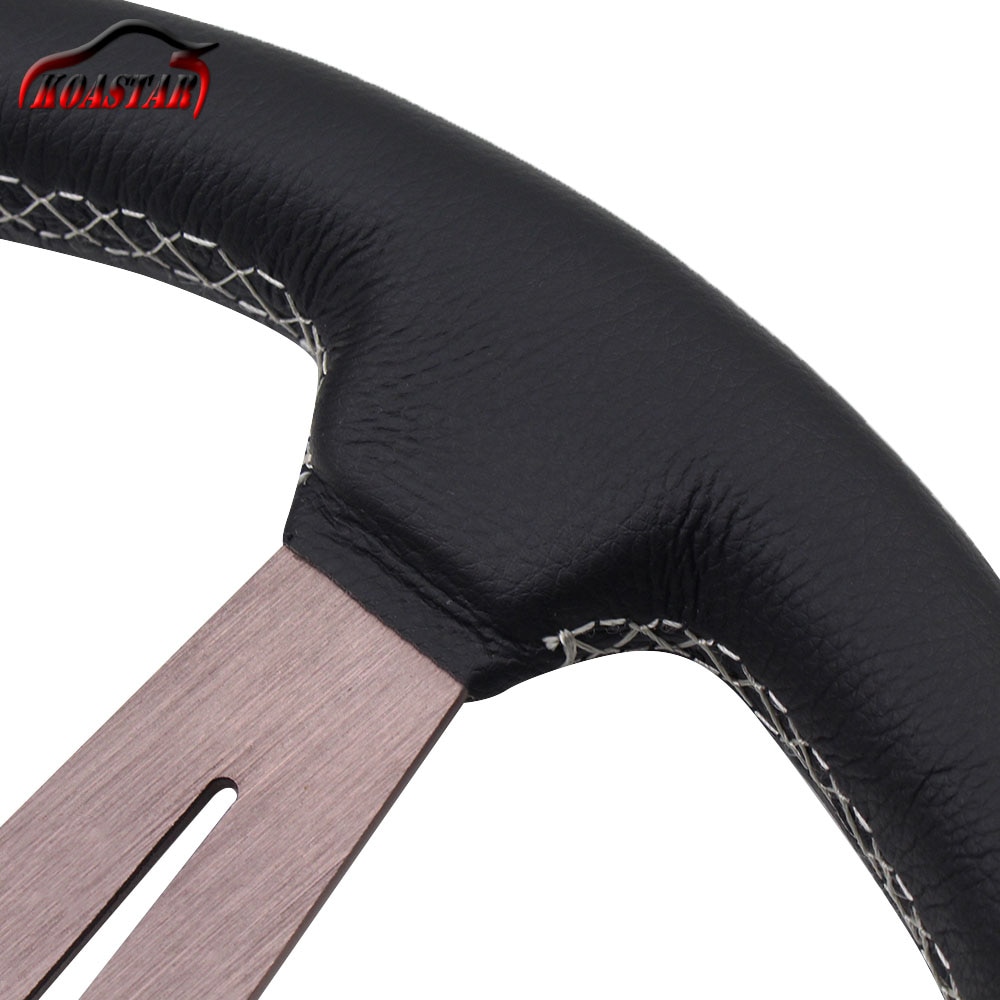 380mm 370mm Klassische Leder Lenkrad mit ND Horn Universal- 15 zoll ND Rennen Auto Lenkrad mit gumetal Speichen