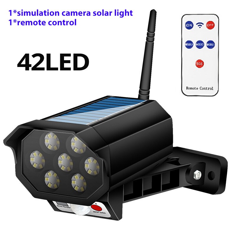 Solar Light Outdoor Simulation Monitor Solar Wall Lamp with Sensor Simulation Infrared Waterproof IP65 Flood Light for Garden: 42 cob