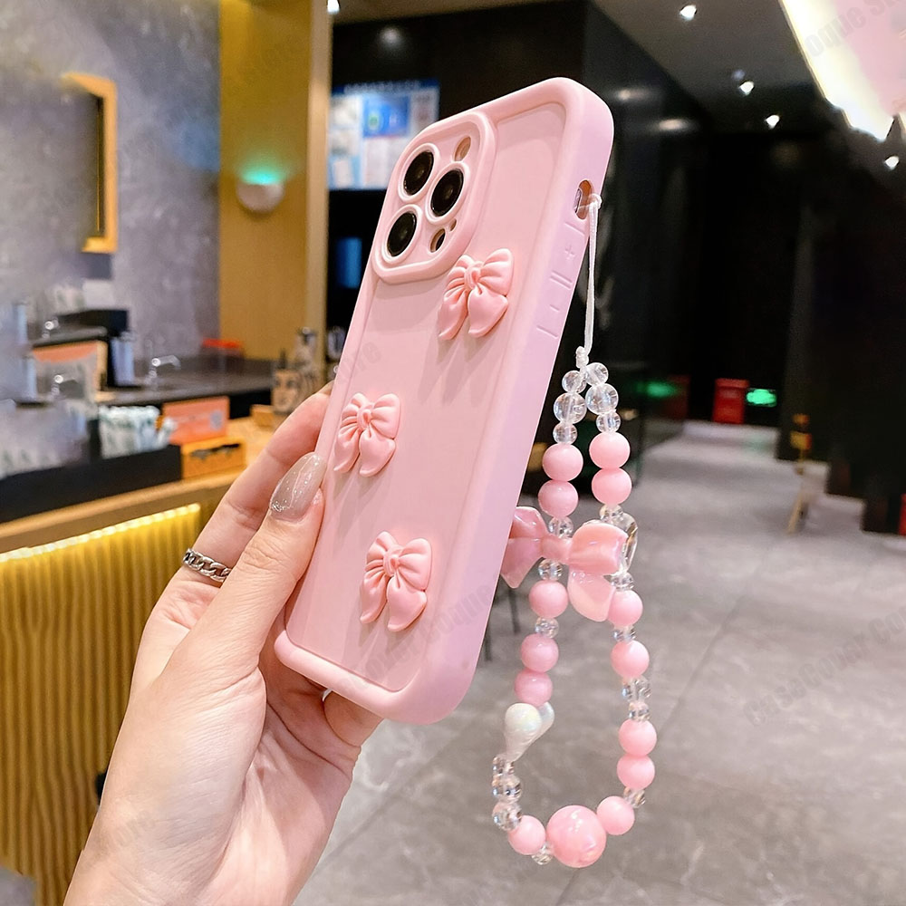 Para iphone 16 x xr 7 8 plus se 3d rosa bonito borboleta silicone caso macio para iphone 15 14 13 12 11 pro max capa com pulseira