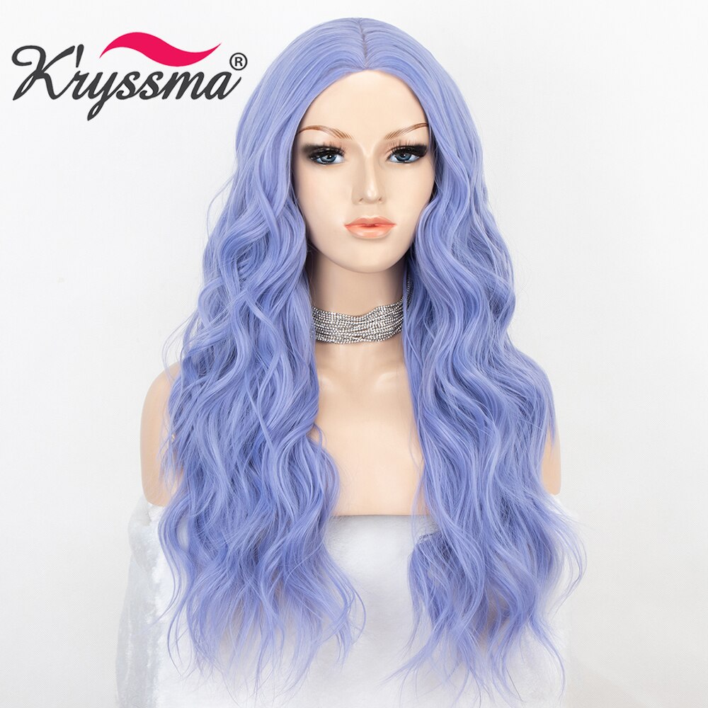 Kryssma Für Frauen Körper Welle Perücke Licht Lila Cosplay Perücken Lange Gewellte Synthetische Perücke Lila Perücken Halloween Party Faser Haar perücke