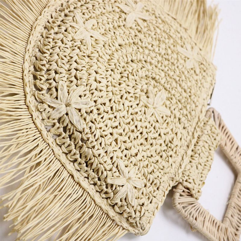 Delle Signore Delle donne di Modo borsa di Paglia Nappa Della Borsa Della signora casuale Tote Portatile di Acquisto di Viaggi Della Borsa dei Sacchetti