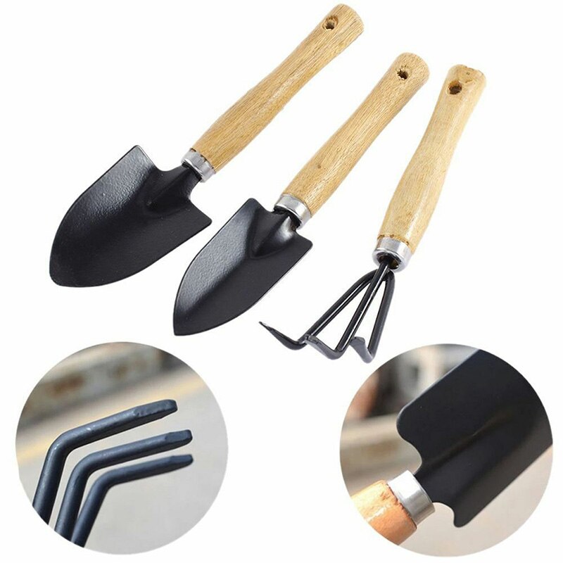 3PCS Garden Tools Set Hand Spade Shovels Rake Transplanting Tools with Non-Slip Handles for Indoor Outdoor Garden Supplies Use