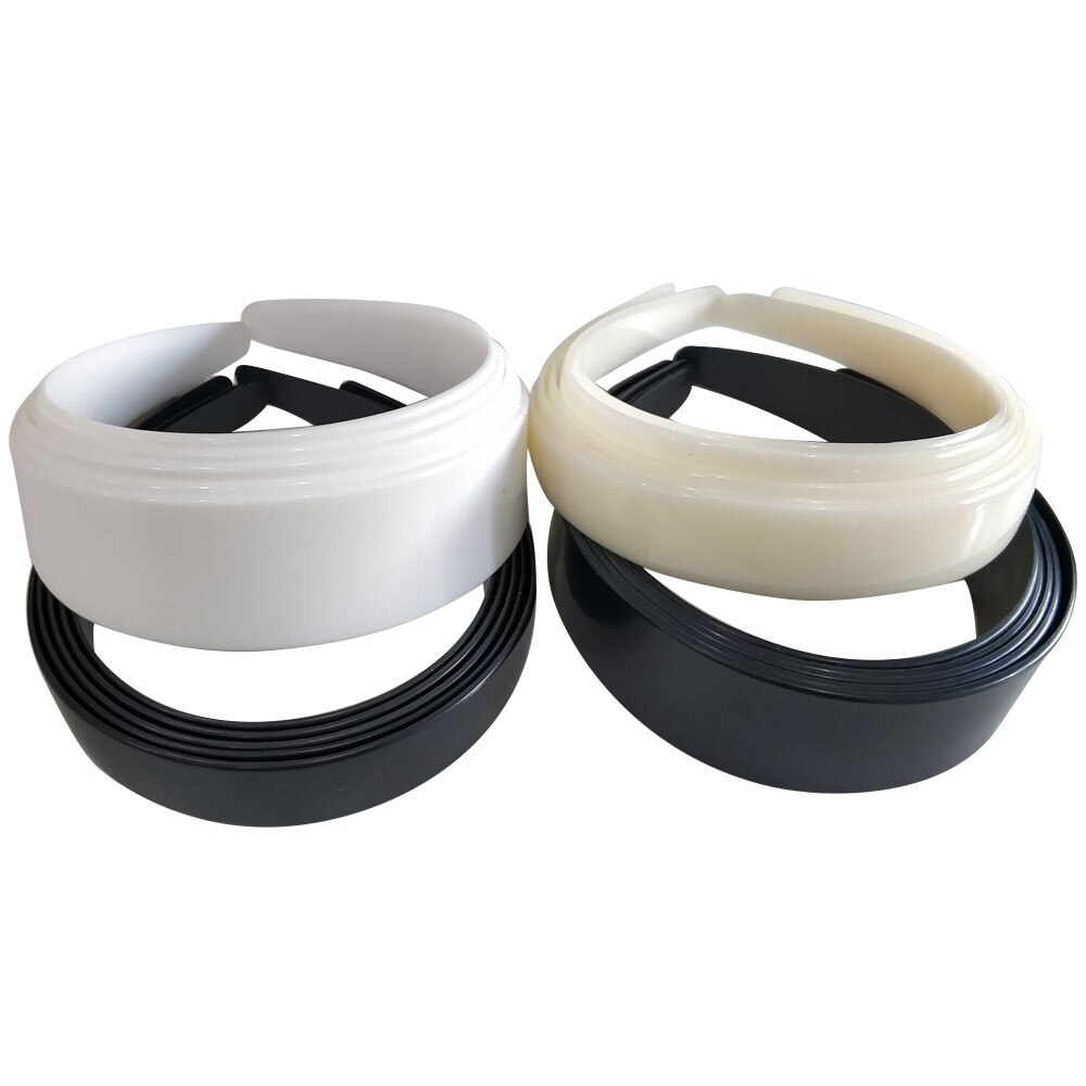 Neue 10 teile/los 2.5/2.8/3.8/4 cm breite Kunststoff Flache Stirnband für Frauen Mädchen Schwarz Weiß haarbänder Pad für DIY Lünette Reifen Material