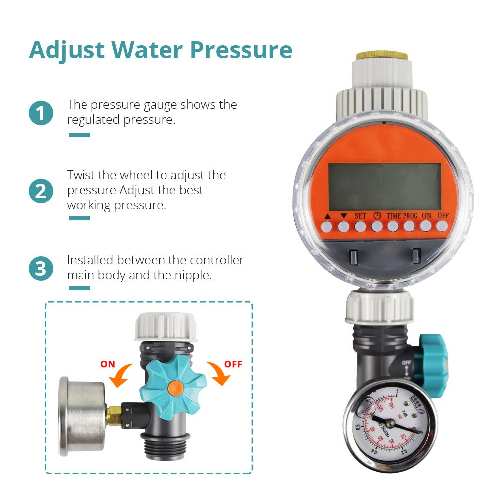 Benexmart Garden Watering Timer Pressure Regulator Irrigation Controller Waterproof with Battery