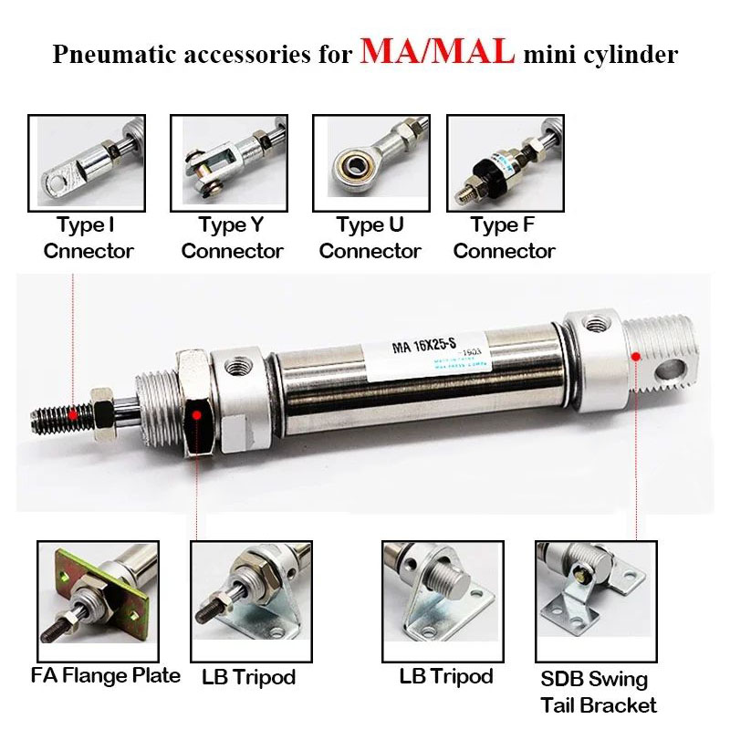 LB/SDB/Y/I/FA/F/U Joint Fitting Mounting Bracket For MA MAL16 20 25 32 40mm Mini Cylinder Accessories